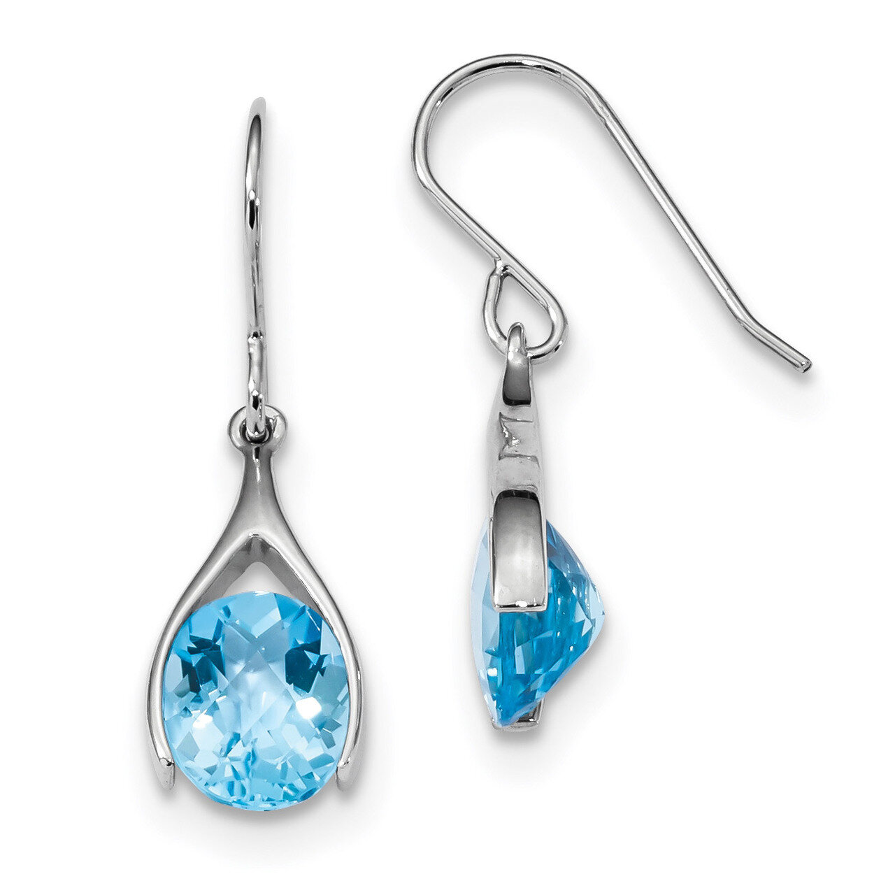 Light Swiss Blue Topaz Shepherds Hook Earrings Sterling Silver Rhodium-plated QE14047BT, MPN: QE140…