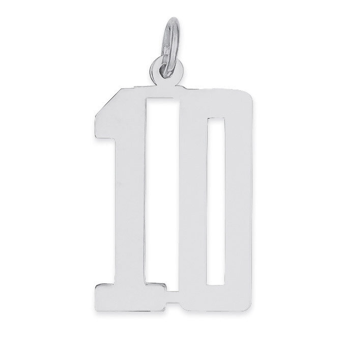 Charm Number 10 Elongated Pol Sterling Silver Small QES10, MPN: QES10, 191101189920