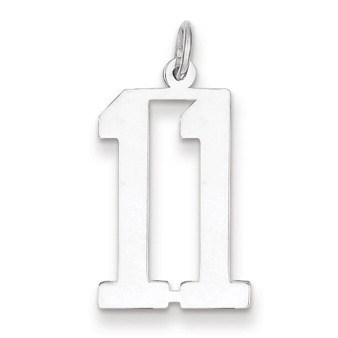 Charm Number 11 Elongated Pol Sterling Silver Small QES11, MPN: QES11, 191101189937