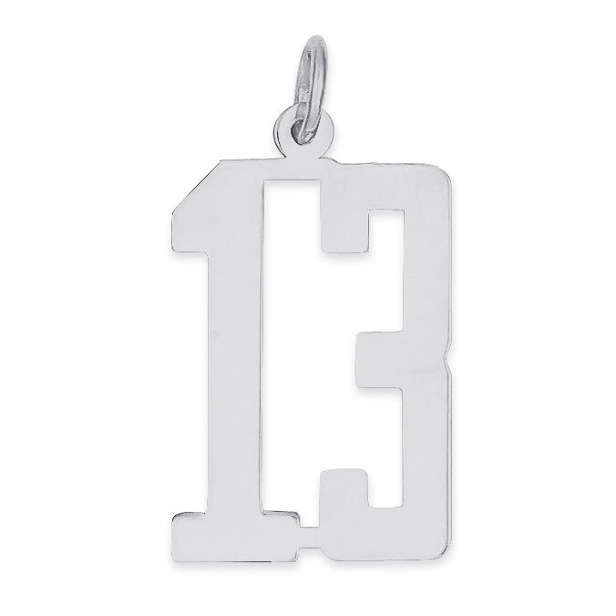 Charm Number 13 Elongated Pol Sterling Silver Small QES13, MPN: QES13, 191101189951