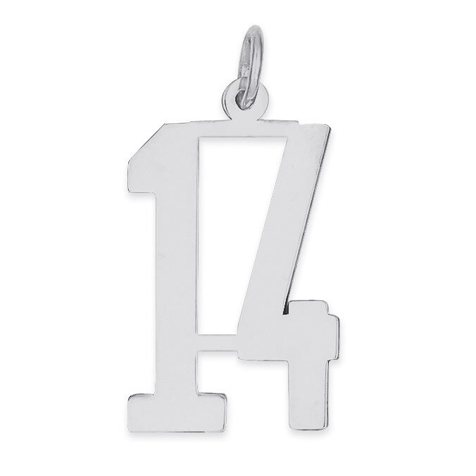 Charm Number 14 Elongated Pol Sterling Silver Small QES14, MPN: QES14, 191101189968