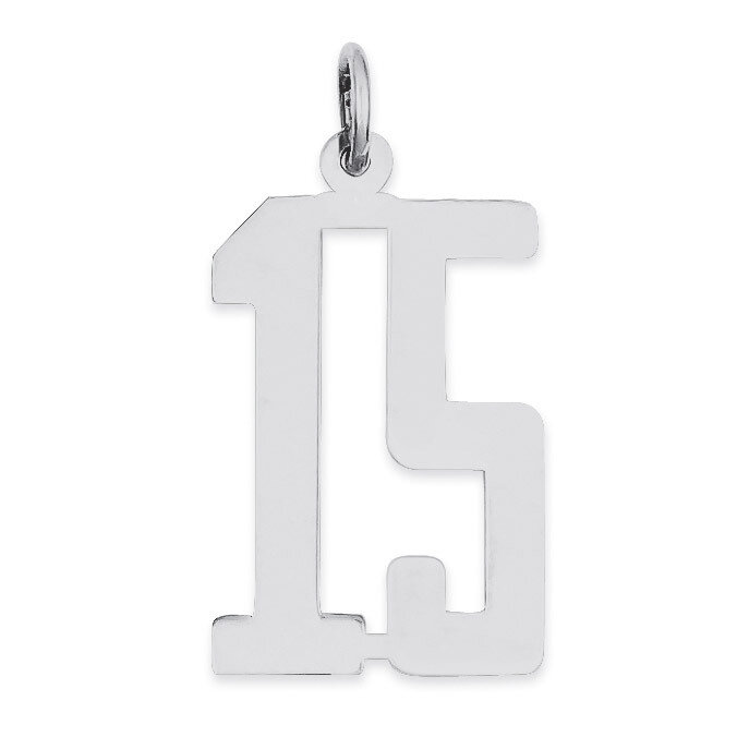 Charm Number 15 Elongated Pol Sterling Silver Small QES15, MPN: QES15, 191101189975