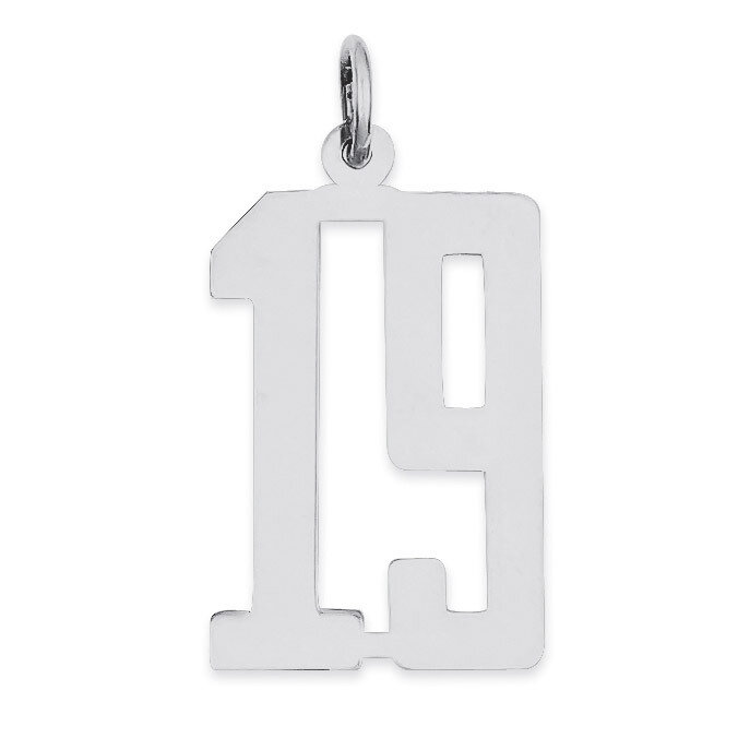 Charm Number 19 Elongated Pol Sterling Silver Small QES19, MPN: QES19, 191101190018