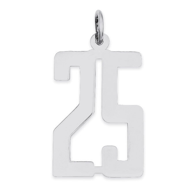 Charm Number 25 Elongated Pol Sterling Silver Small QES25, MPN: QES25, 191101190070