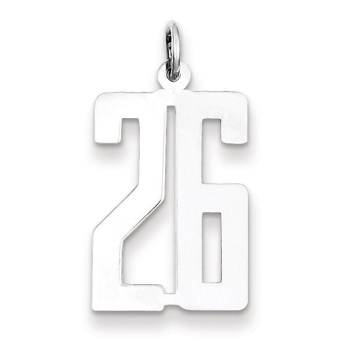 Charm Number 26 Elongated Pol Sterling Silver Small QES26, MPN: QES26, 191101190087