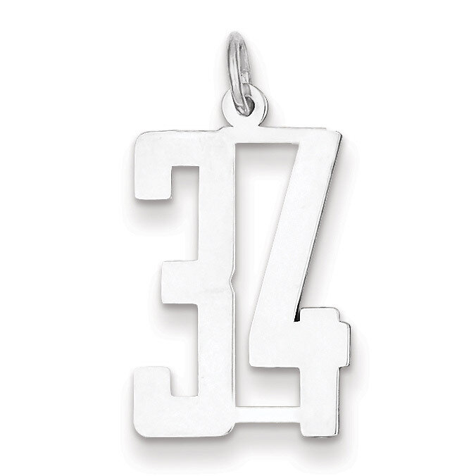 Charm Number 34 Elongated Pol Sterling Silver Small QES34, MPN: QES34, 191101190162