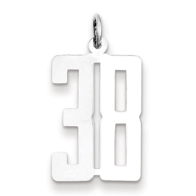 Charm Number 38 Elongated Pol Sterling Silver Small QES38, MPN: QES38, 191101190209