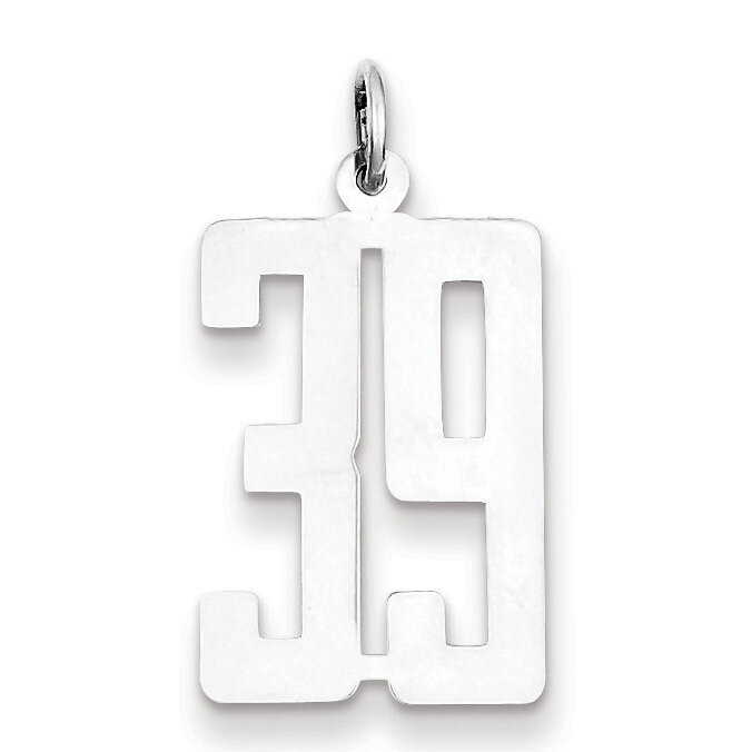 Charm Number 39 Elongated Pol Sterling Silver Small QES39, MPN: QES39, 191101190216