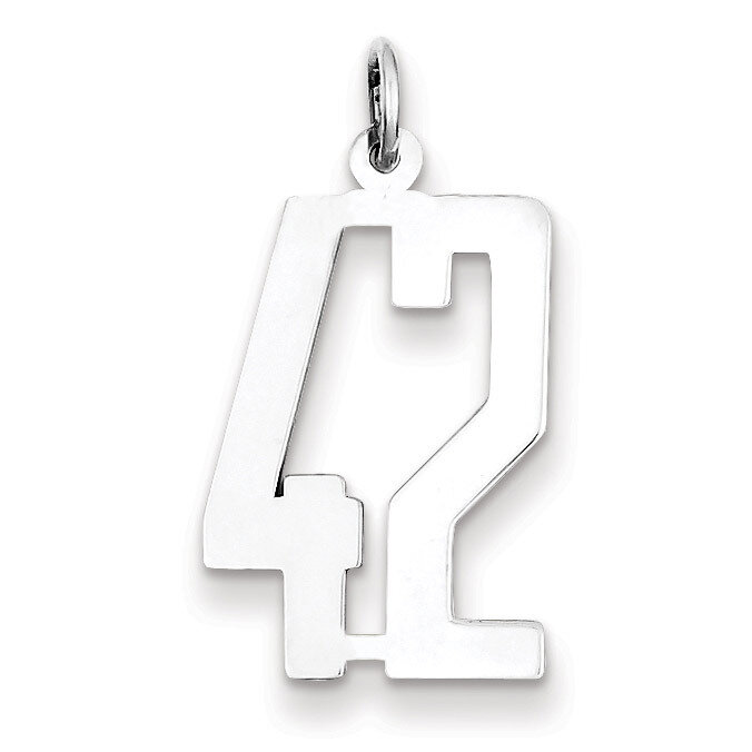Charm Number 42 Elongated Pol Sterling Silver Small QES42, MPN: QES42, 191101190247