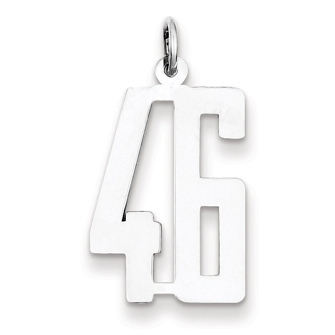 Charm Number 46 Elongated Pol Sterling Silver Small QES46, MPN: QES46, 191101190285