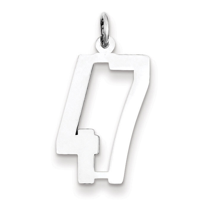 Charm Number 47 Elongated Pol Sterling Silver Small QES47, MPN: QES47, 191101190292