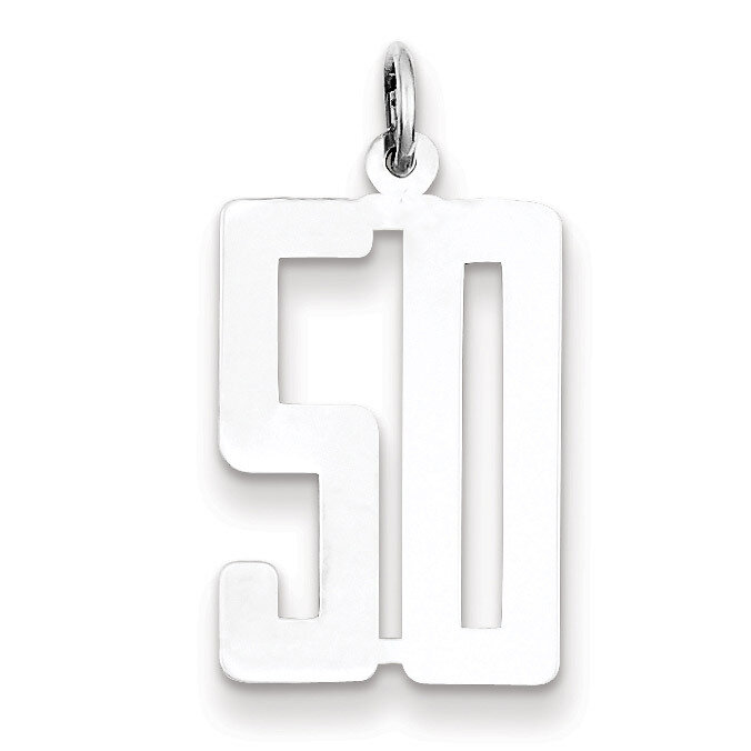 Charm Number 50 Elongated Pol Sterling Silver Small QES50