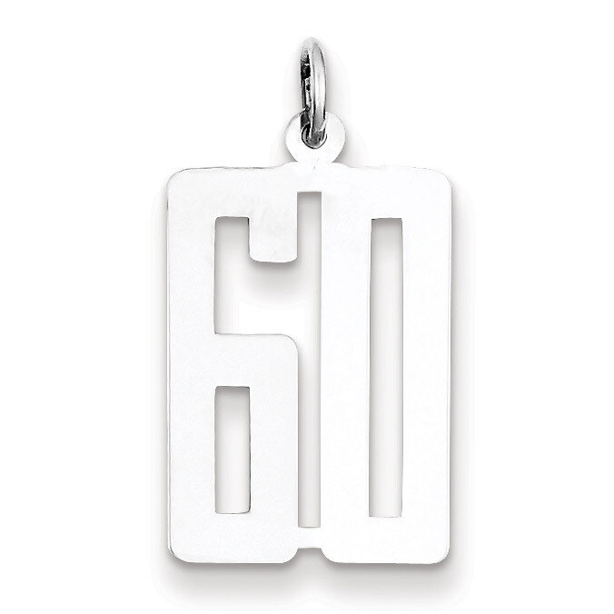 Charm Number 60 Elongated Pol Sterling Silver Small QES60, MPN: QES60, 191101190421