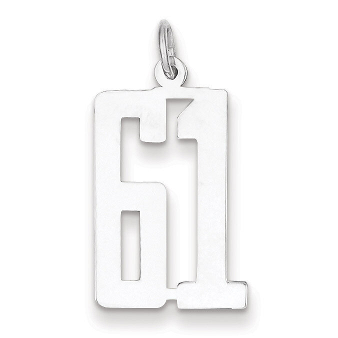 Charm Number 61 Elongated Pol Sterling Silver Small QES61, MPN: QES61, 191101190438