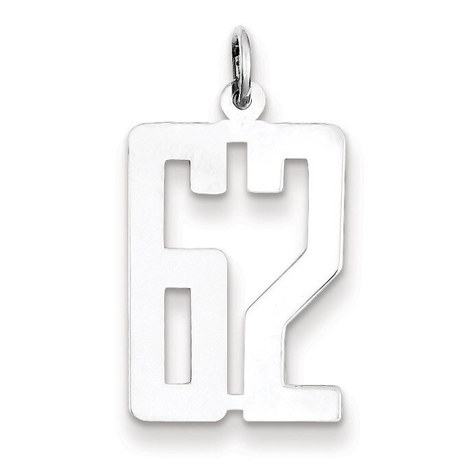 Charm Number 62 Elongated Pol Sterling Silver Small QES62, MPN: QES62, 191101190445