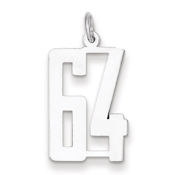 Charm Number 64 Elongated Pol Sterling Silver Small QES64, MPN: QES64, 191101190469