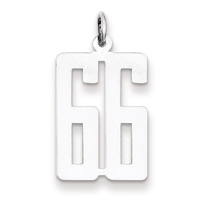 Charm Number 66 Elongated Pol Sterling Silver Small QES66, MPN: QES66, 191101190483