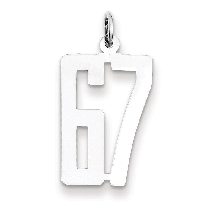 Charm Number 67 Elongated Pol Sterling Silver Small QES67, MPN: QES67, 191101190490