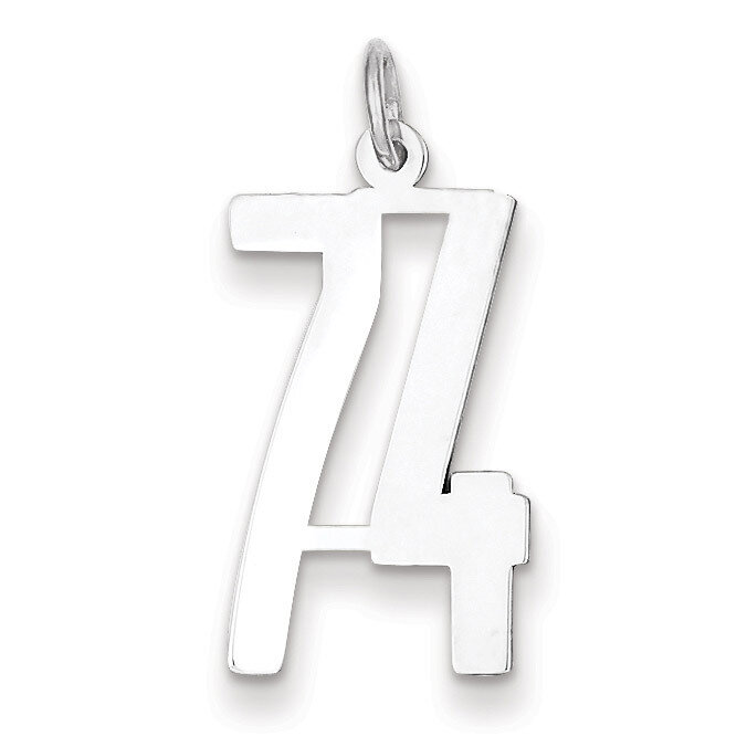 Charm Number 74 Elongated Pol Sterling Silver Small QES74, MPN: QES74, 191101190568