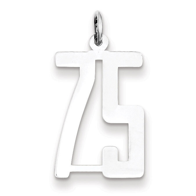 Charm Number 75 Elongated Pol Sterling Silver Small QES75, MPN: QES75, 191101190575