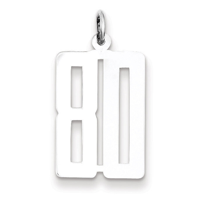 Charm Number 80 Elongated Pol Sterling Silver Small QES80, MPN: QES80, 191101190629