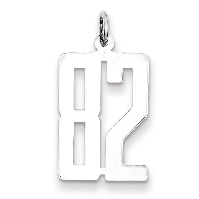 Charm Number 82 Elongated Pol Sterling Silver Small QES82, MPN: QES82, 191101190643
