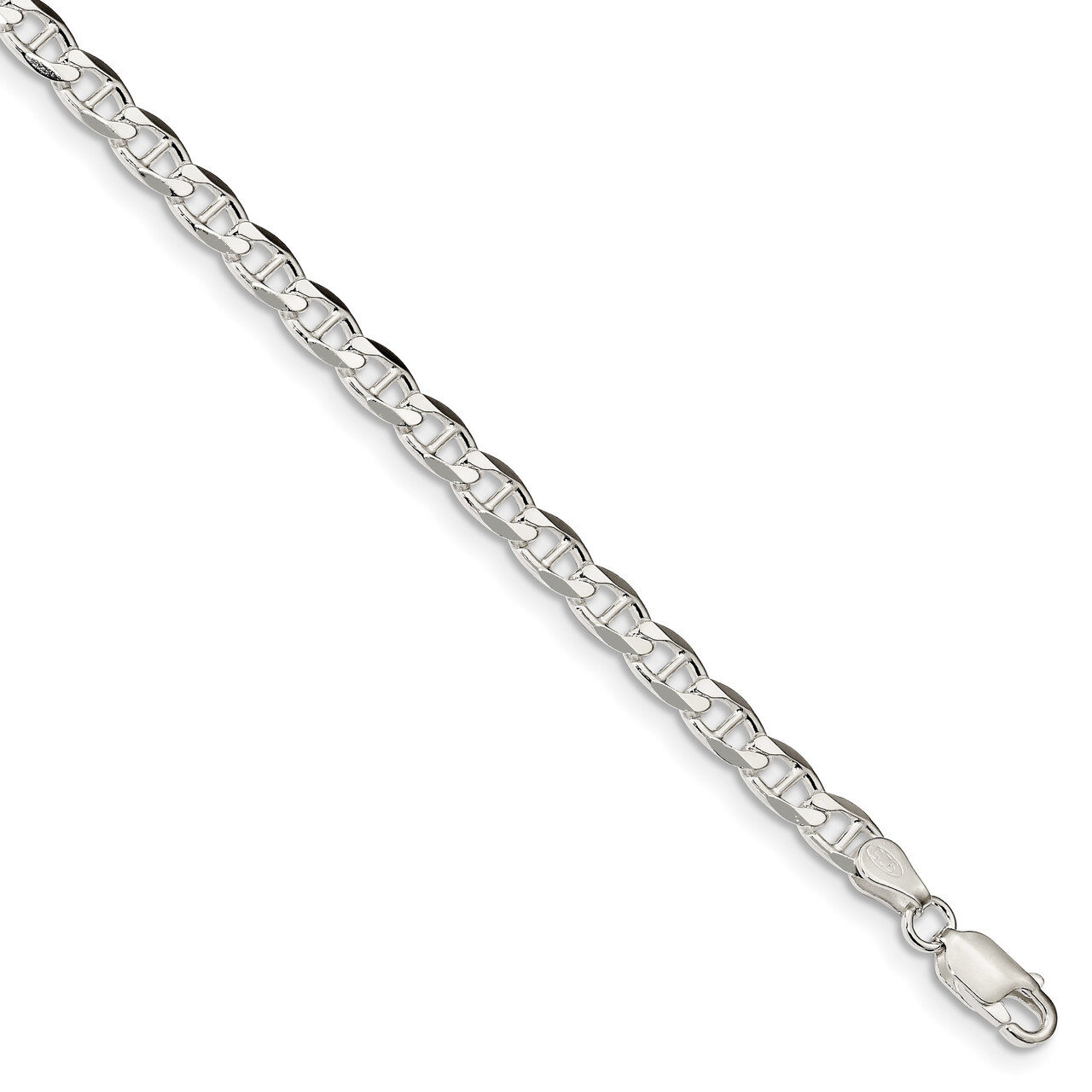 7 Inch 4.65mm Flat Anchor Chain Sterling Silver QFAN120-7