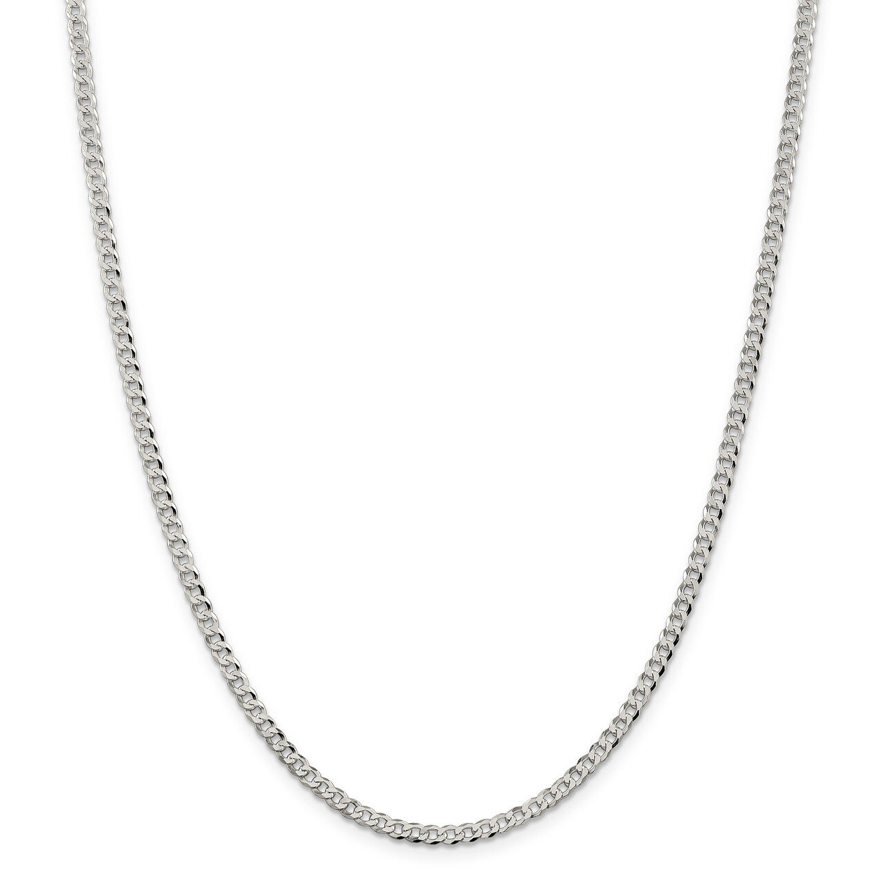 22 Inch 3.2mm Beveled Curb Chain Sterling Silver QFB080-22, MPN: QFB080-22, 886774124612