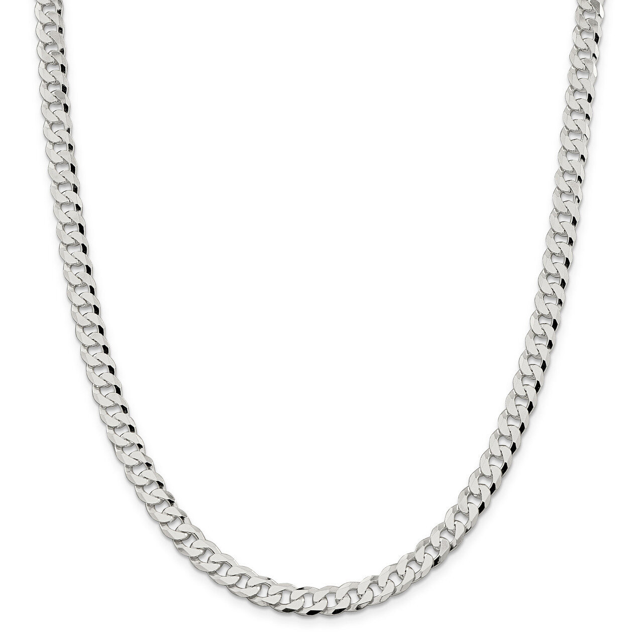 24 Inch 7.00mm Beveled Curb Chain Sterling Silver QFB180-24, MPN: QFB180-24, 886774037660