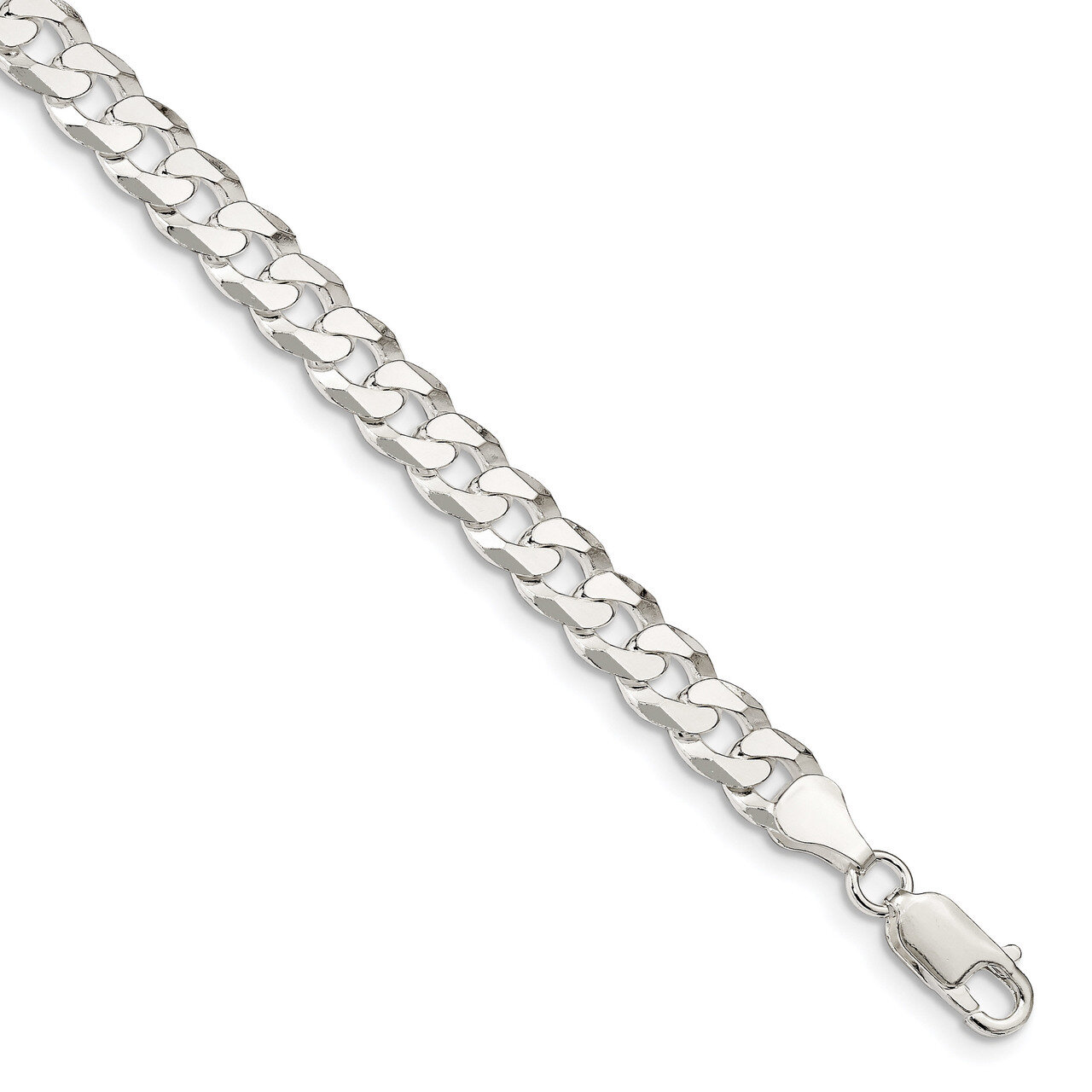 8 Inch 7.00mm Beveled Curb Chain Sterling Silver QFB180-8, MPN: QFB180-8, 886774066752