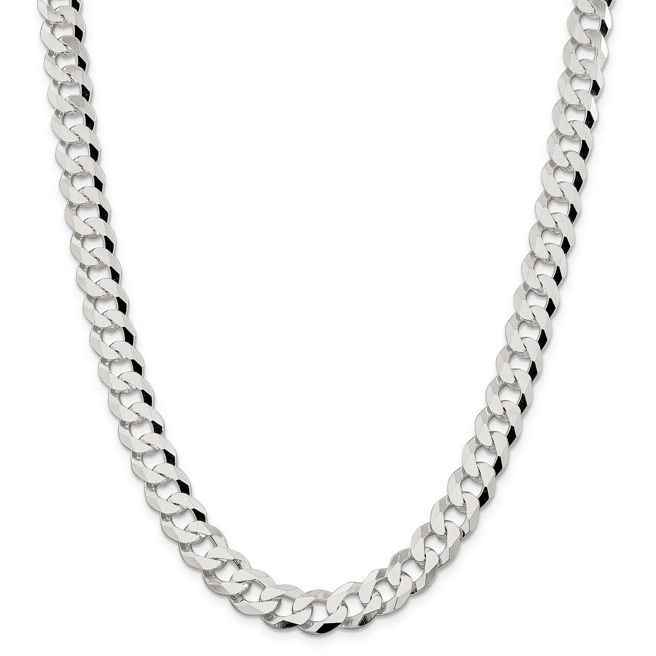 22 Inch 10.6mm Beveled Curb Chain Sterling Silver QFB250-22