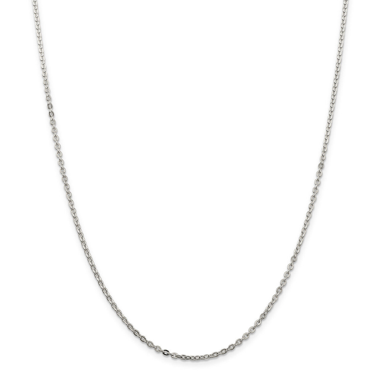 20 Inch 2mm Flat Cable Chain Sterling Silver QFC196-20, MPN: QFC196-20, 886774421810