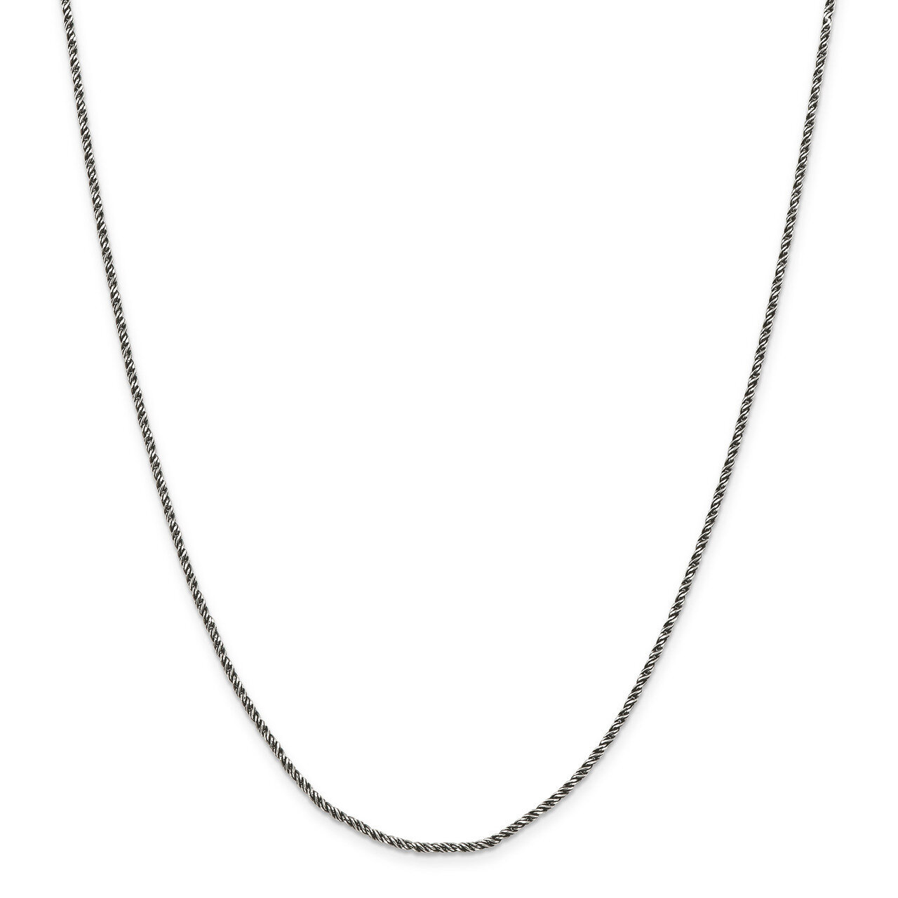 16 Inch Rhodium-plated 1.7mm Twisted Tight Wheat Chain Sterling Silver QFC200-16