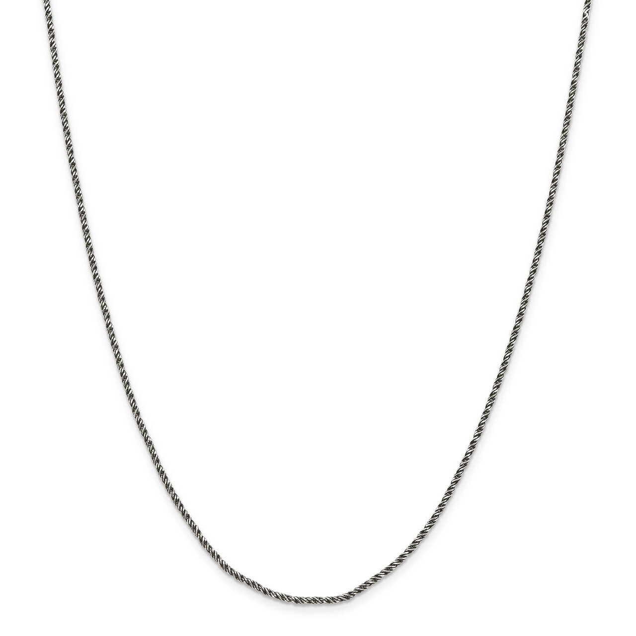 24 Inch Rhodium-plated 1.7mm Twisted Tight Wheat Chain Sterling Silver QFC200-24, MPN: QFC200-24, 1…