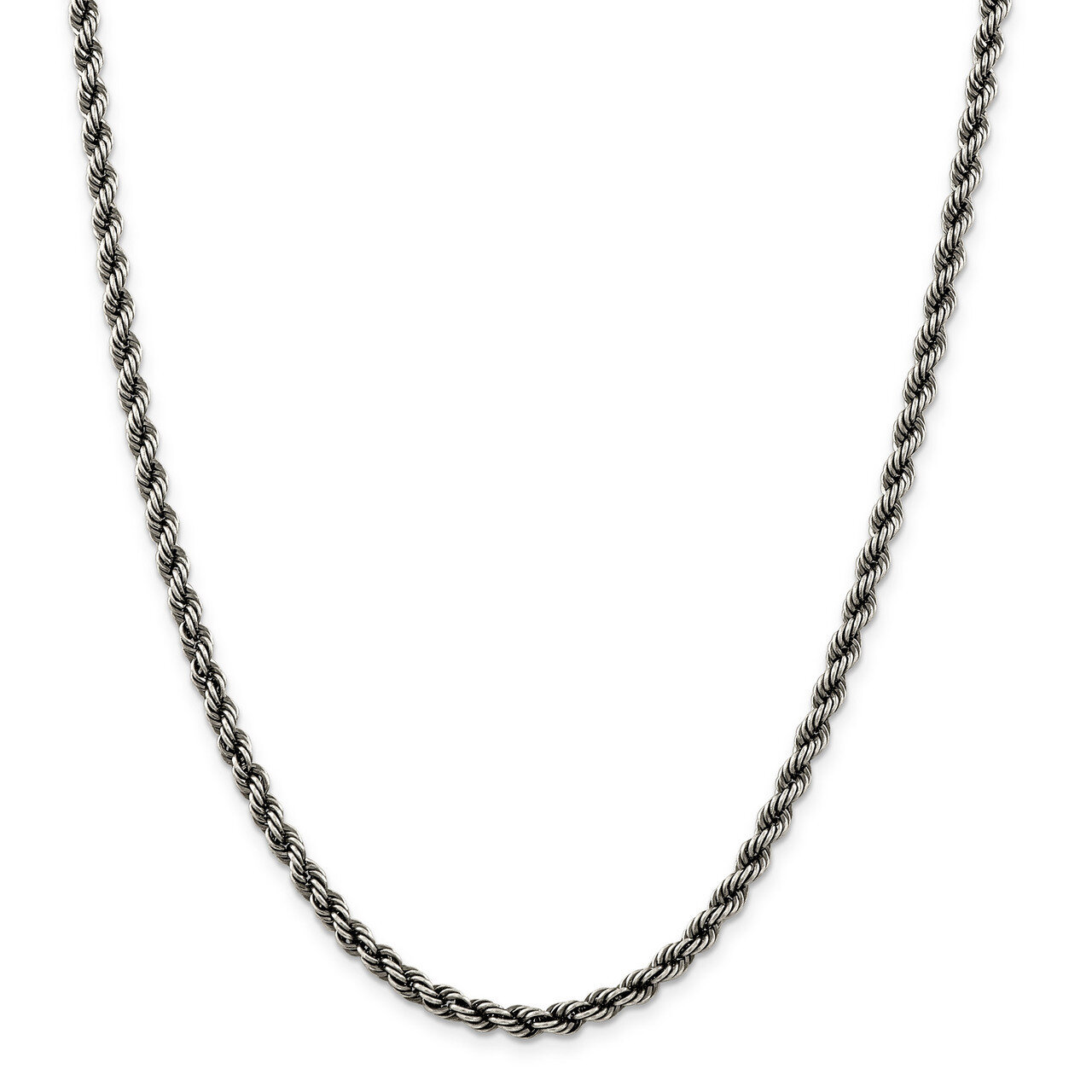 18 Inch Rhodium 4mm Rope Chain Sterling Silver QFC202-18, MPN: QFC202-18, 886774416069