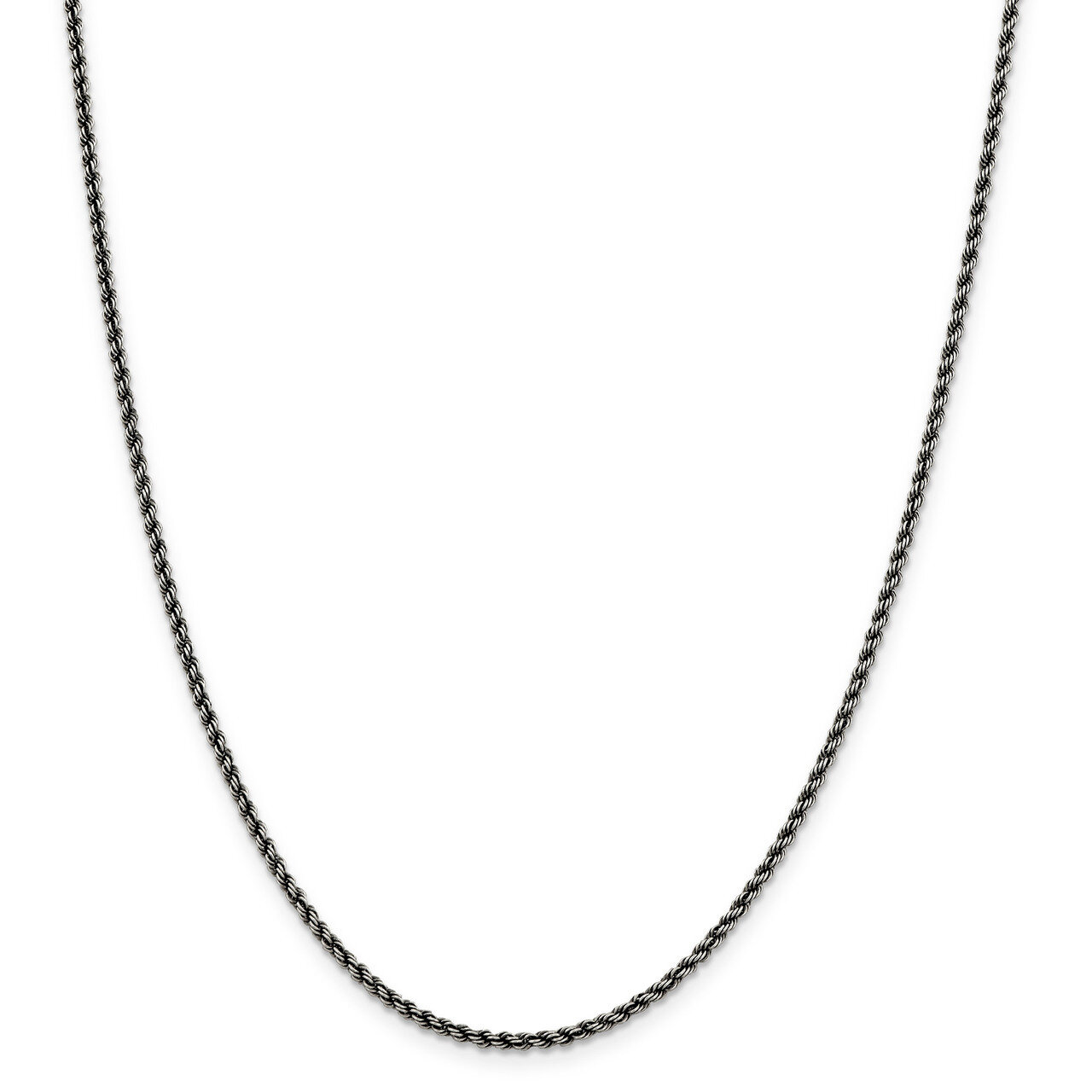 24 Inch Rhodium 2.3mm Rope Chain Sterling Silver QFC209-24, MPN: QFC209-24, 886774048260