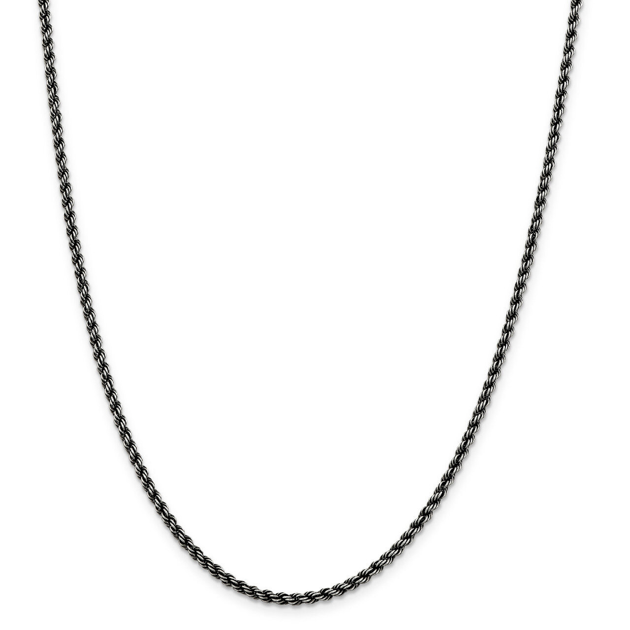 16 Inch Rhodium 2.5mm Rope Chain Sterling Silver QFC210-16
