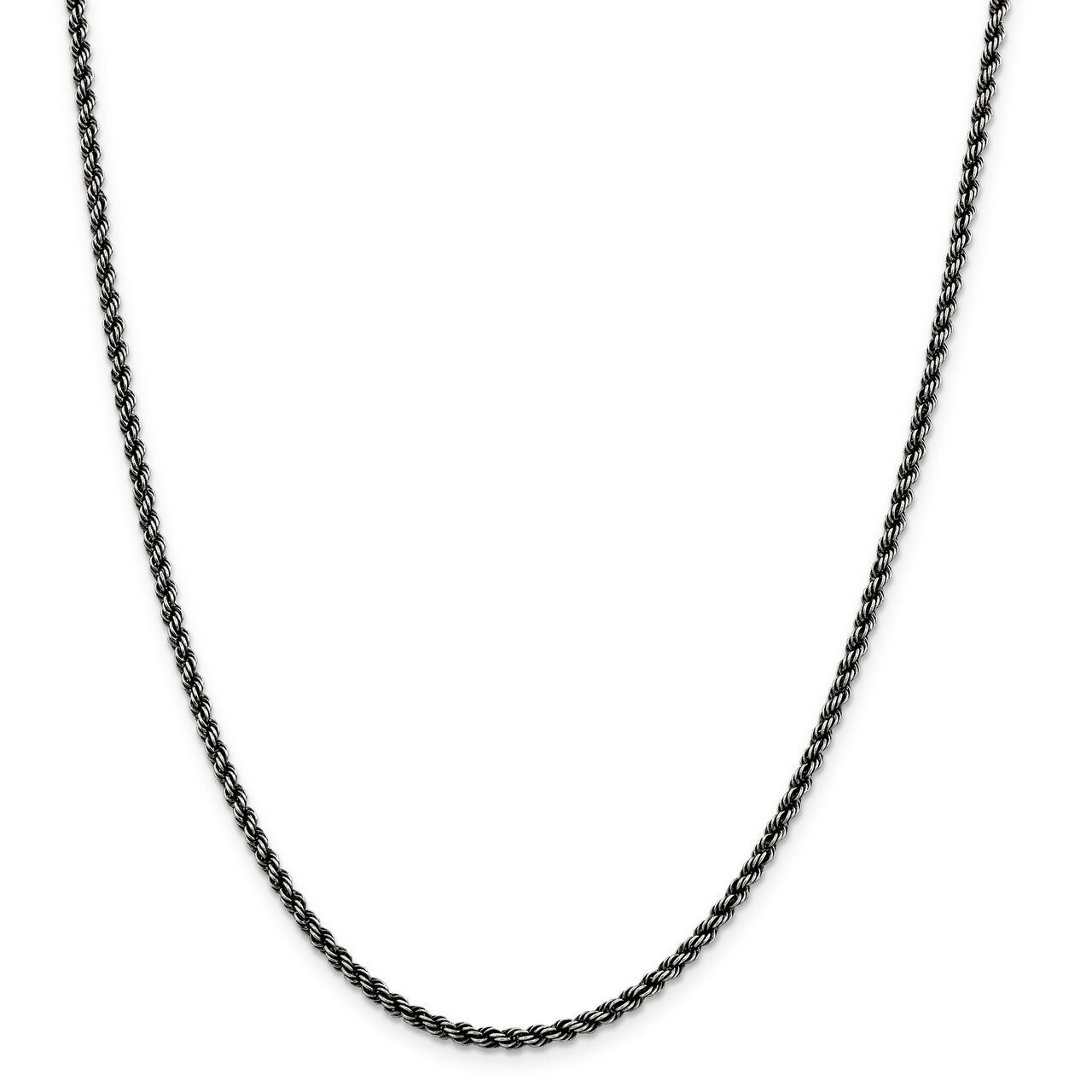 20 Inch Rhodium 2.5mm Rope Chain Sterling Silver QFC210-20, MPN: QFC210-20, 886774034317