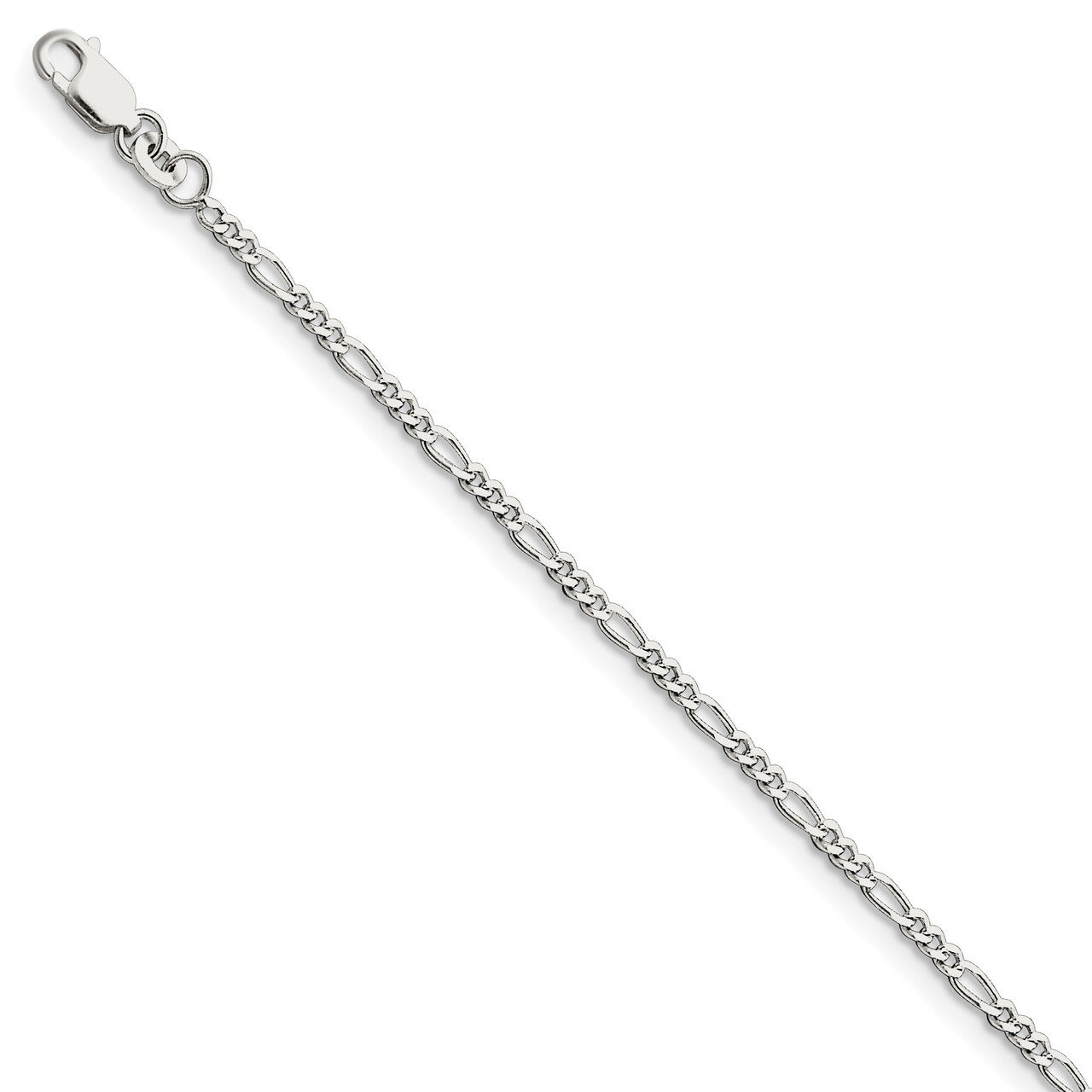 7 Inch 2.25mm Figaro Chain Sterling Silver Rhodium-plated QFG060R-7