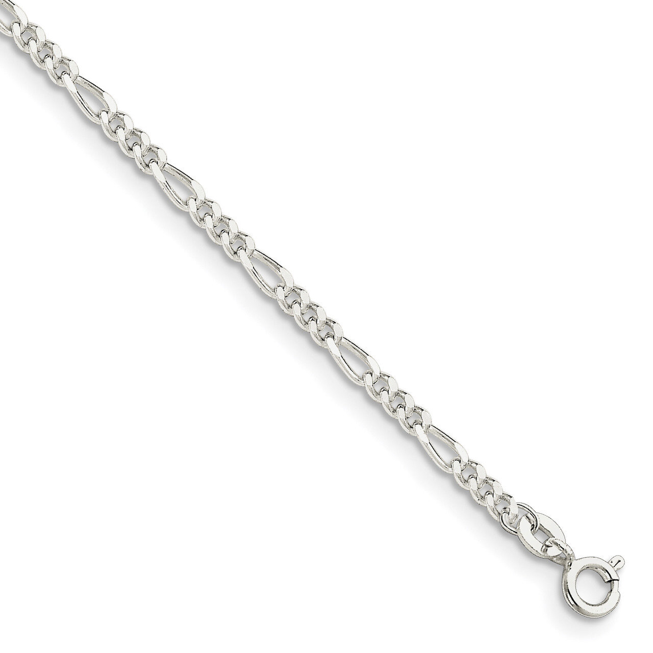 7 Inch 2.5mm Figaro Chain Sterling Silver QFG070-7