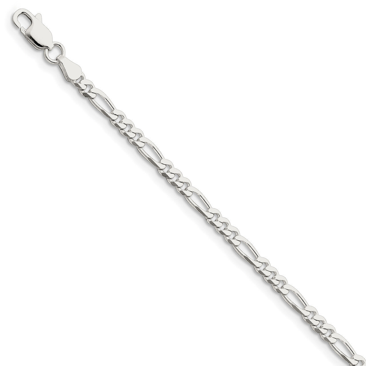 7 Inch 4mm Figaro Chain Sterling Silver Rhodium-plated QFG100R-7