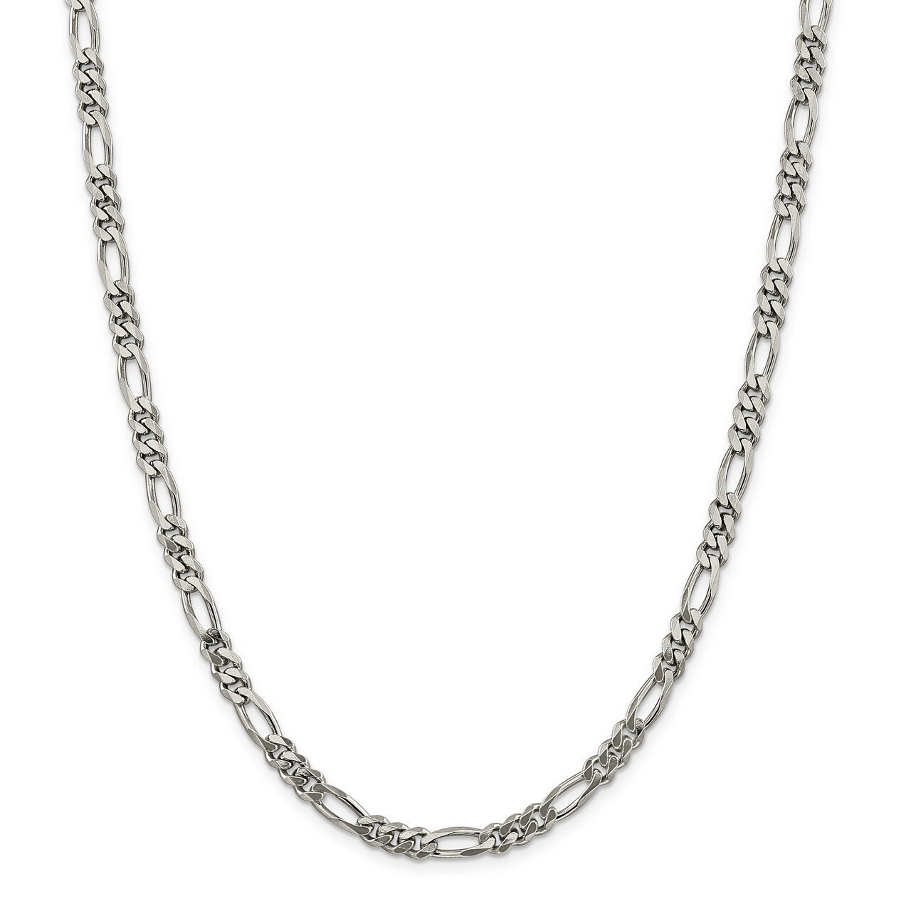 20 Inch Plated 5.25mm Figaro Chain Sterling Silver Rhodium QFG150R-20