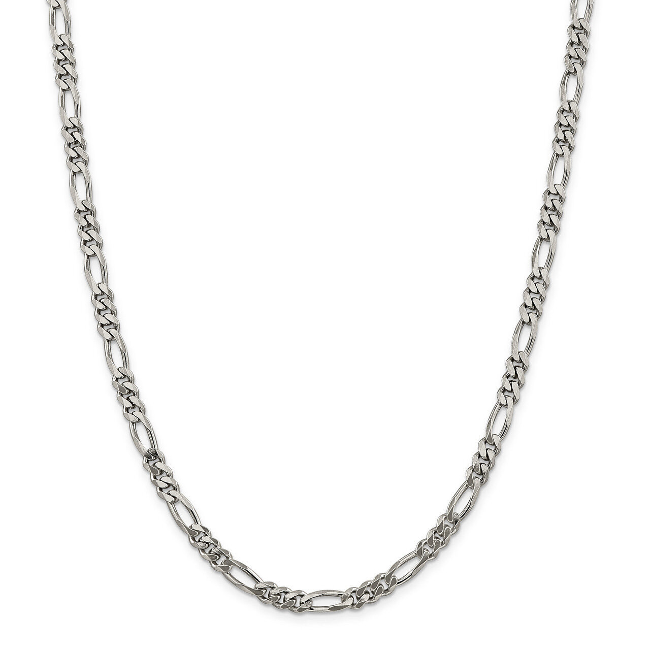 24 Inch Plated 5.25mm Figaro Chain Sterling Silver Rhodium QFG150R-24, MPN: QFG150R-24, 883957210353