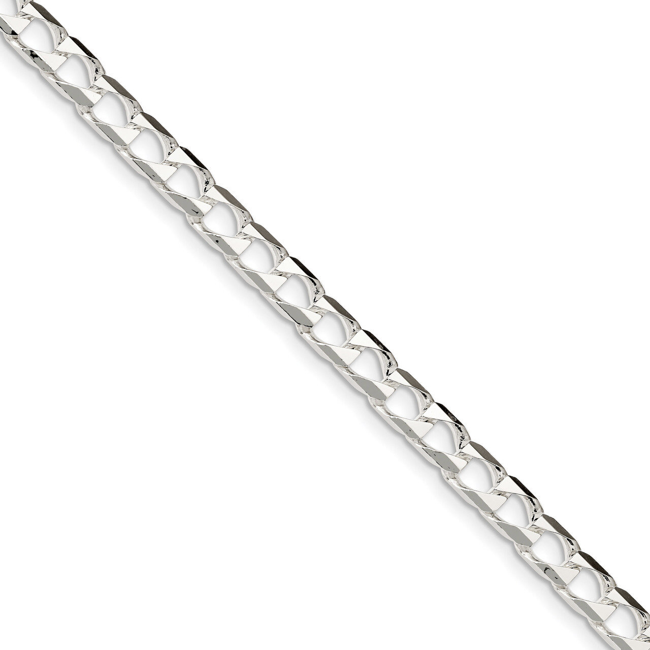 7 Inch 6.25mm Polished Open Curb Chain Sterling Silver QFOC220-7