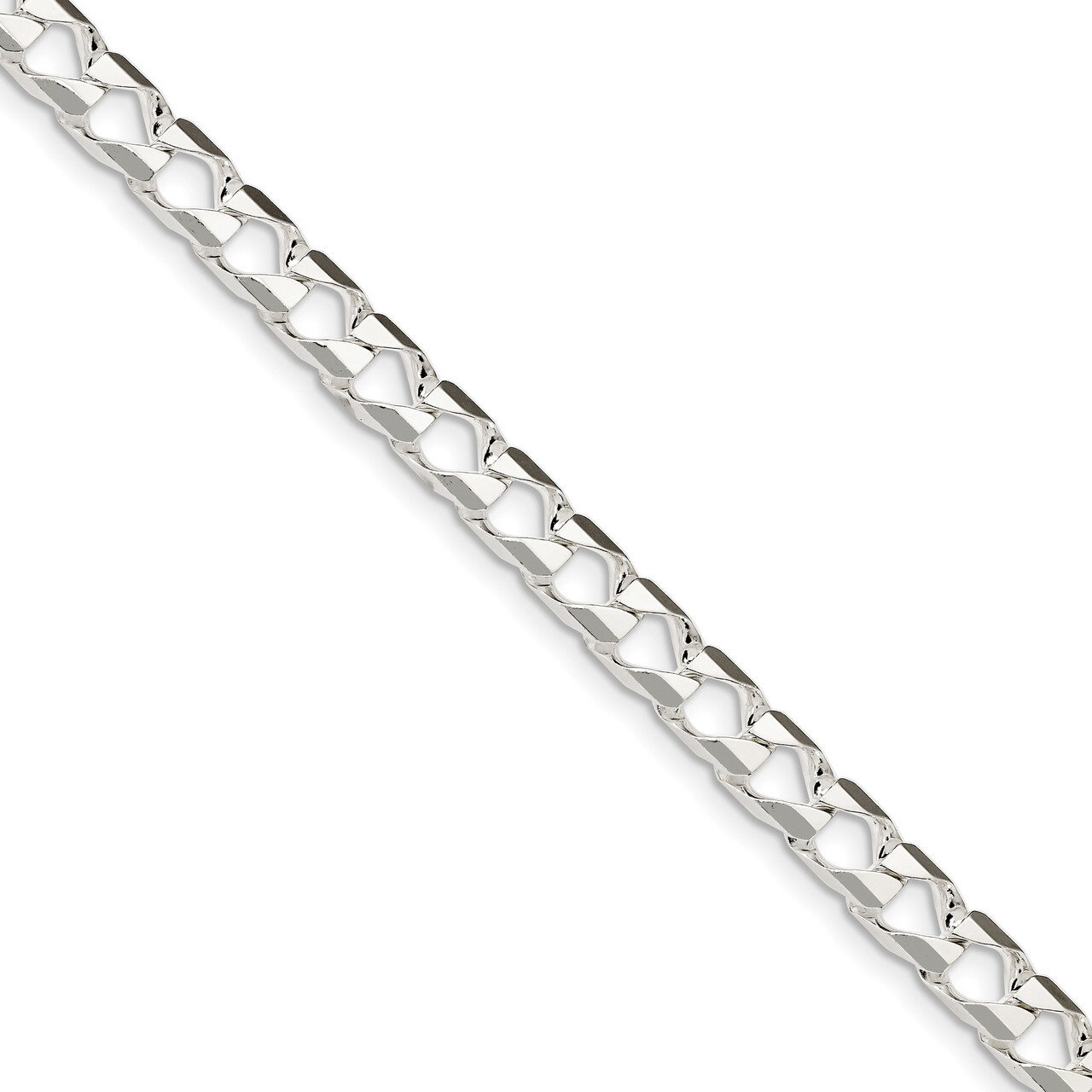 8 Inch 6.75mm Polished Open Curb Chain Sterling Silver QFOC250-8