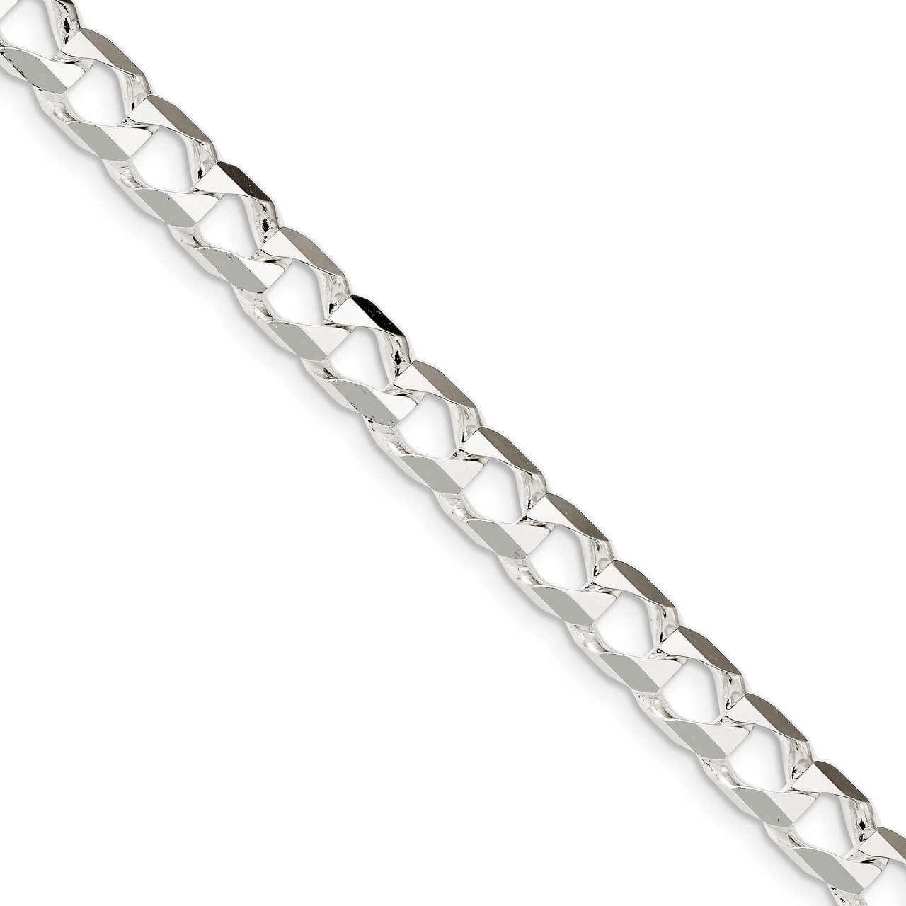 8 Inch 8.6mm Polished Open Curb Chain Sterling Silver QFOC300-8