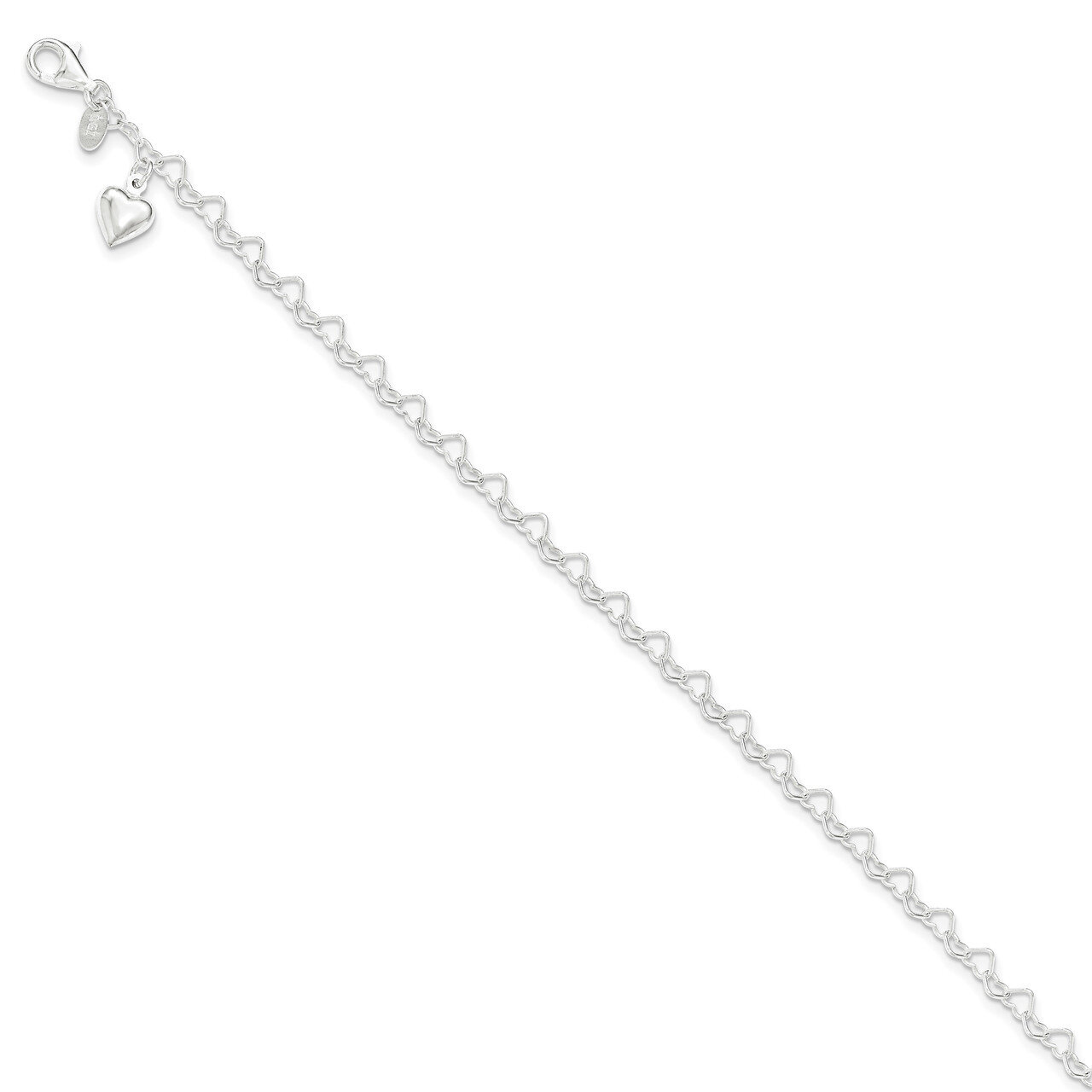 Heart-link with Heart Charm Anklet Sterling Silver QG3549-10, MPN: QG3549-10, 191101072710