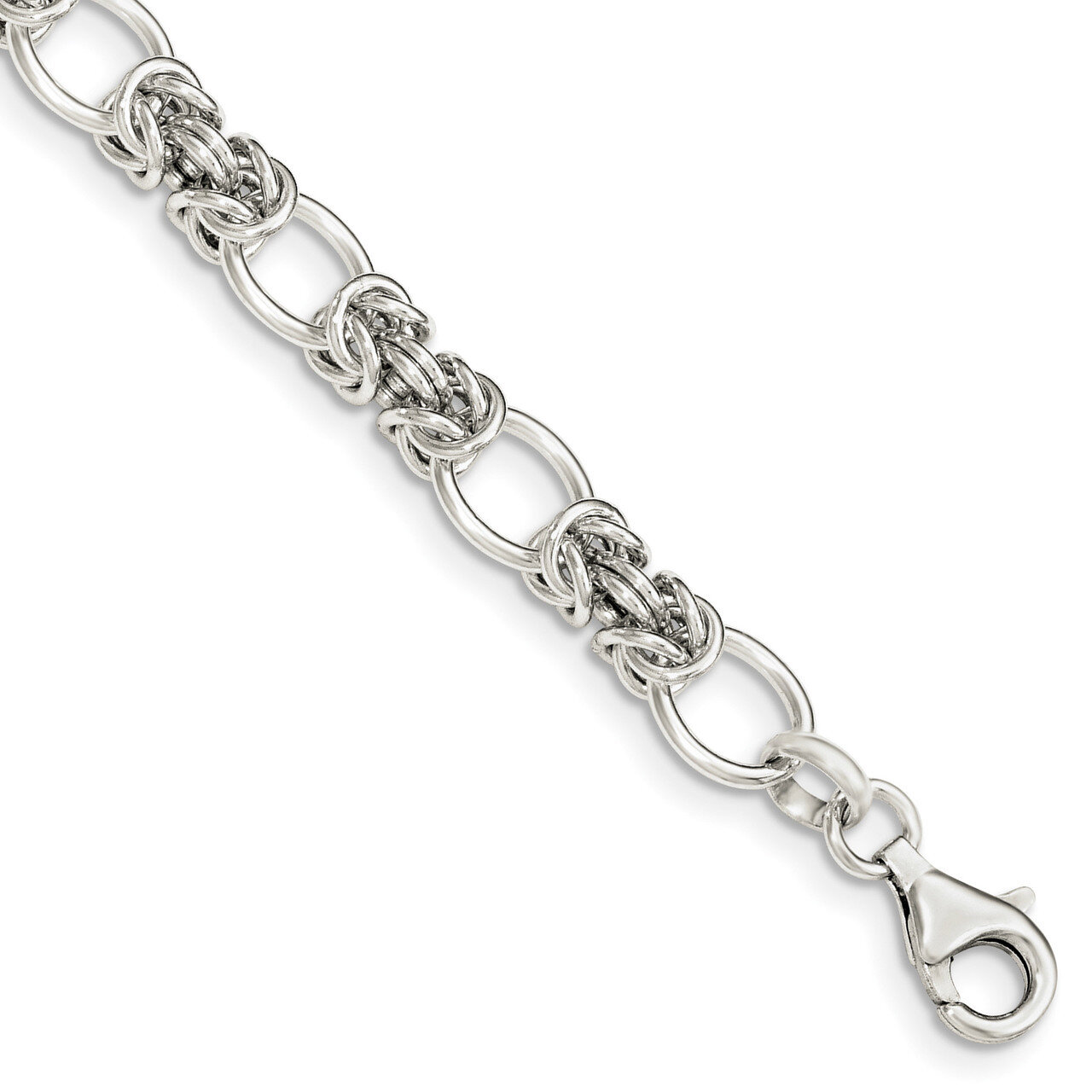 Fancy Link Bracelet 7.75 Inch Sterling Silver Polished QG3583-7.75
