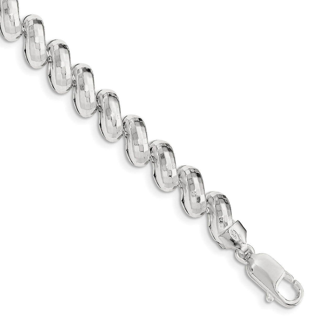 Fancy Link Bracelet 7.5 Inch Sterling Silver Diamond Cut QG3599-7.5, MPN: QG3599-7.5, 196904164815
