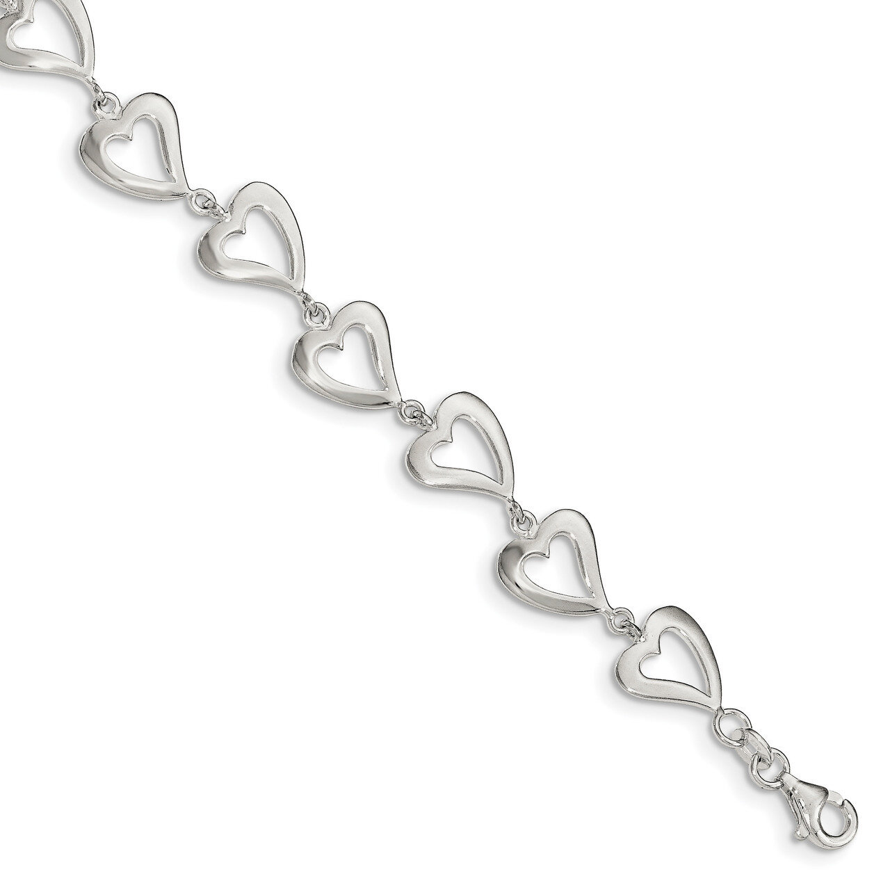 Heart Bracelet 7.5 Inch Sterling Silver Polished QG3609-7.5, MPN: QG3609-7.5, 191101072949